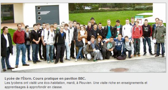 Les 30élèves de la filière STI2D du lycée de l'Élorn se sont déplacés, mardi, à Plouvien, pour mener une série d'activités auvillage EcobaTy, de la société François...