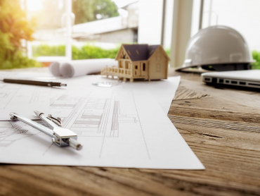 Image of engineering objects on workplace top view.Construction concept. Engineering tools.Vintage tone retro filter effect,soft focus(selective focus)